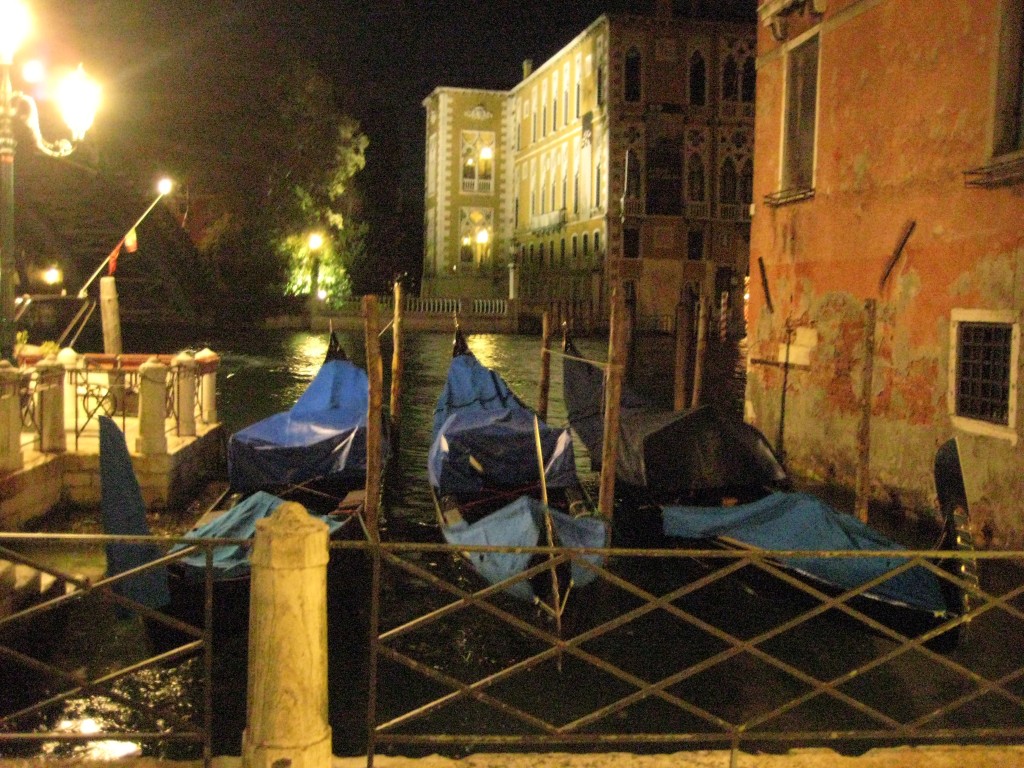 Des gondoles vénitiennes biens protégées pour la nuit