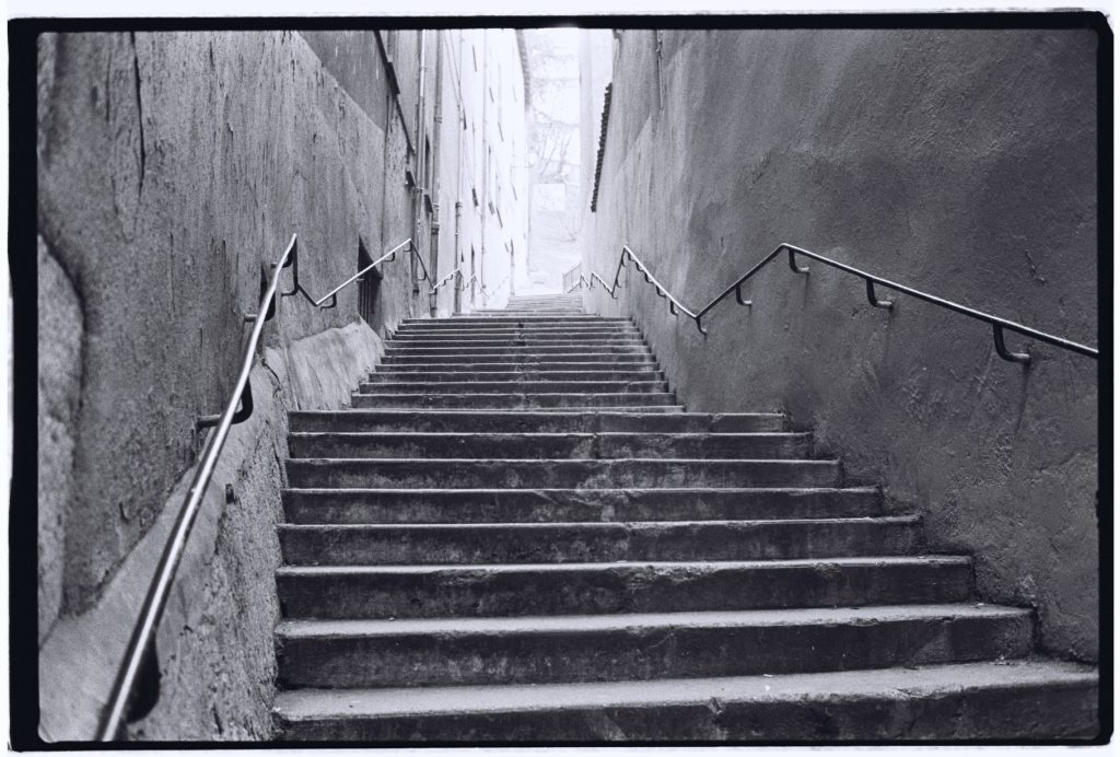Les grands escaliers menant au quartier de Fourvière, Lyon