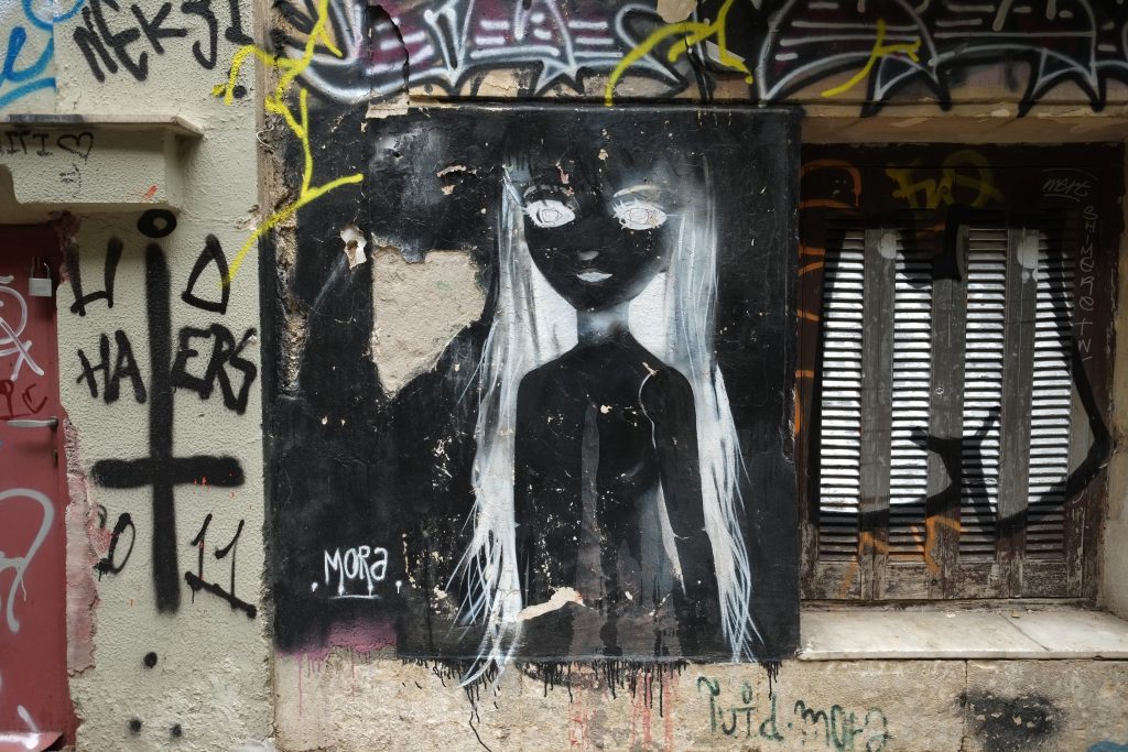 Impressionnant portait, streetart à Athènes