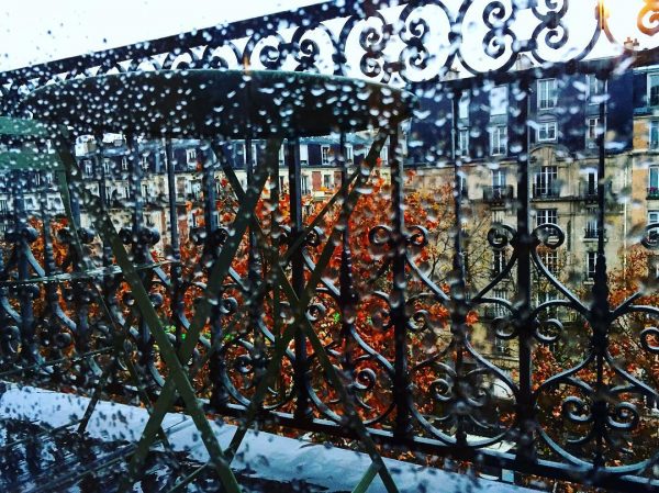 Une avenue à Paris un jour de pluie