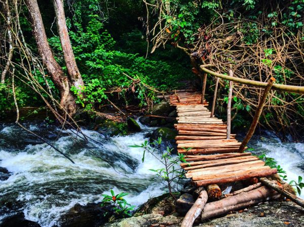 Un petit pont de bois dans le nord de la Thaïlande
