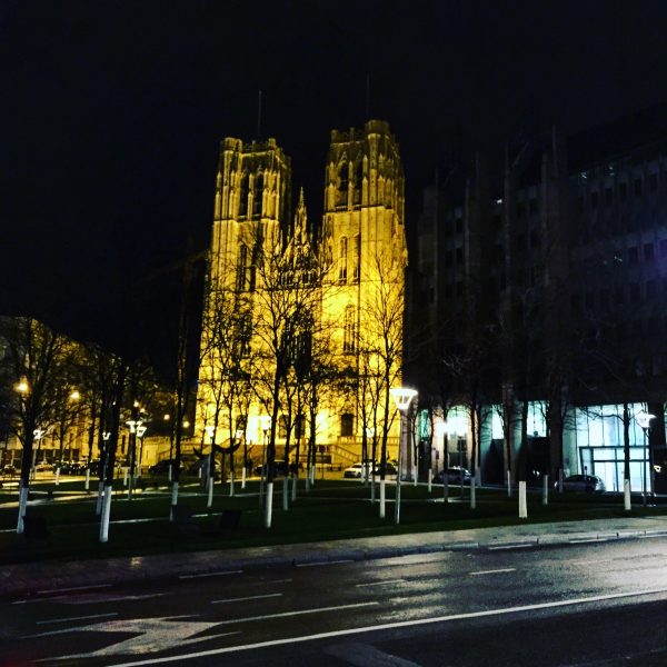 La cathédrale de Bruxelles la nuit