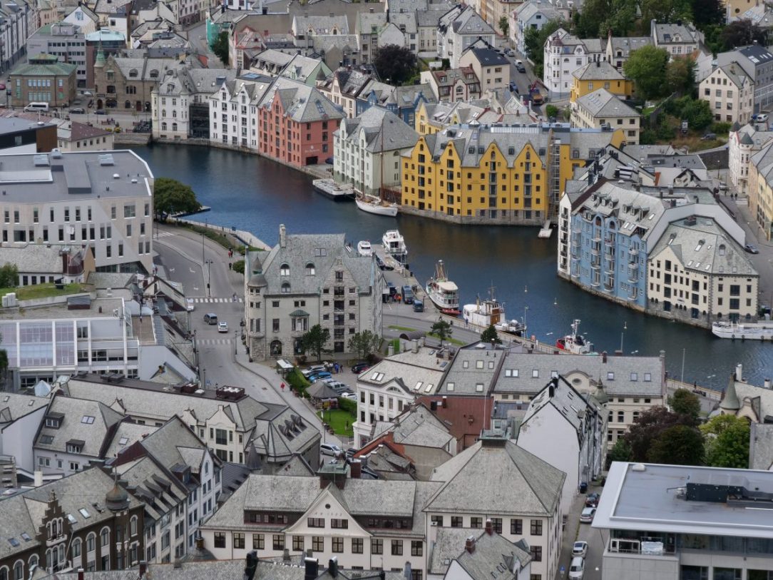 Alesund in Norway a wonderful city view from above