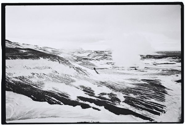 Hverir en Islande et en noir et blanc