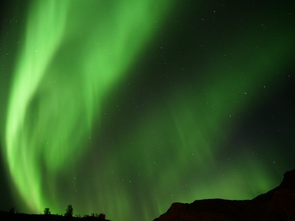 The green lights of the northern lights