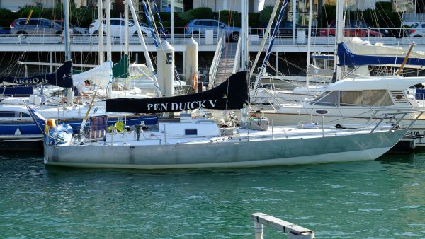 Pen Duick 5 in the la baule Harbour