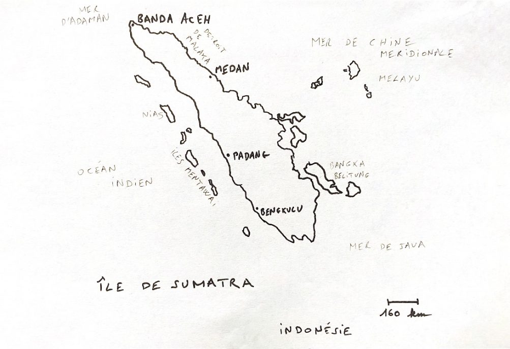 La carte de l'île Indonésienne de Sumatra