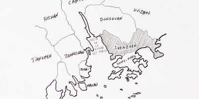 La carte de la région de Shenzhen en Chine