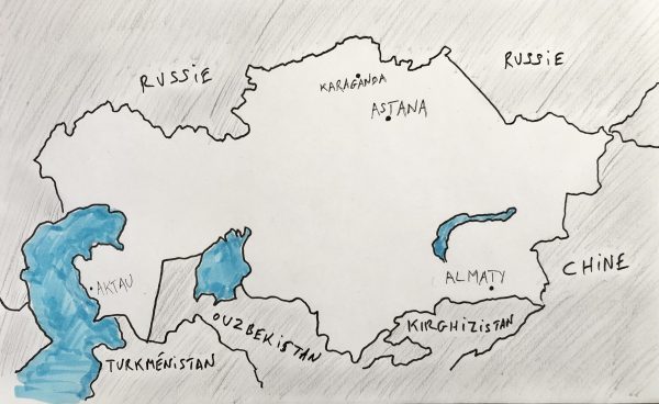 La carte du Kazakhstan et de ses villes