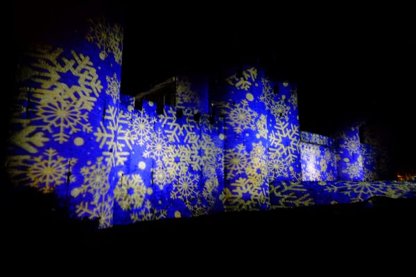 Des projections lumineuses en hiver sur le château de Carcassonne