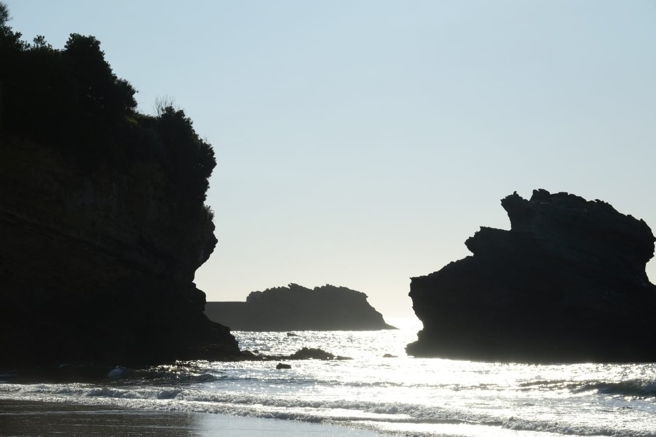 Des rochers à marée basse à Biarritz