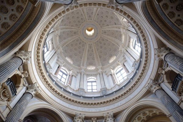 A wide shot of the dome of Superga, the most beautiful church in Turin